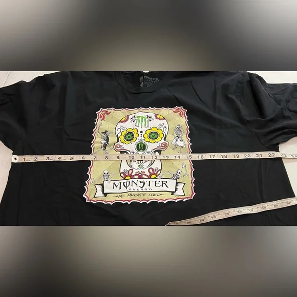 Monster Energy Shirt Mens XL Black Short Sleeve T-Shirt Mi Muerta Loca Skull - Picture 3 of 11
